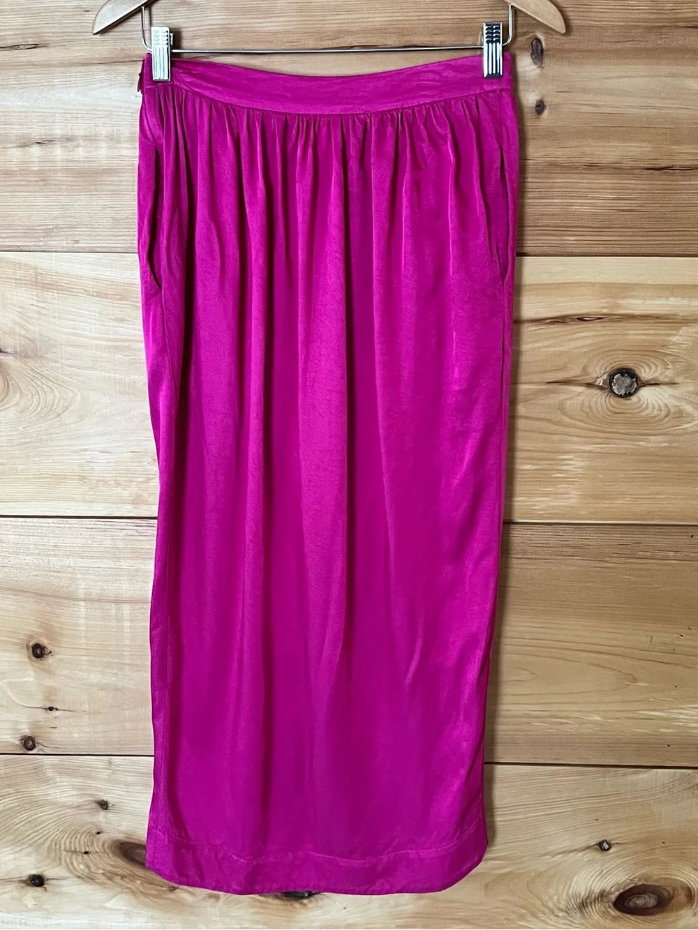 Maeve Bright Pink Satin Tulip Wrap Skirt Barbiecore Y2Kstyle Vibrant Joyful